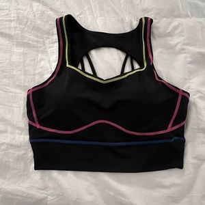 BuffBunny Sport Bra Black w/ neon striping Large